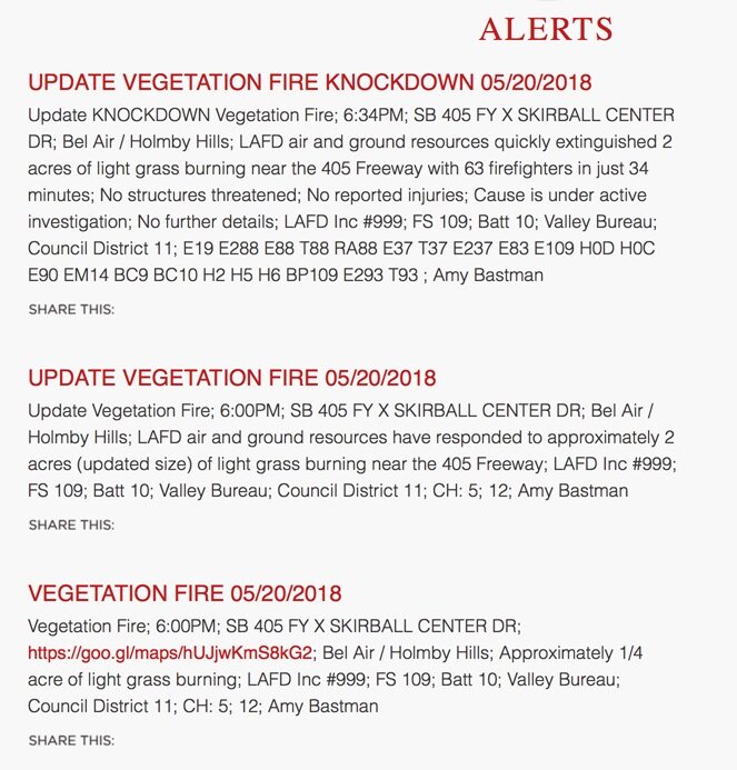 Vegetation Fire on southbound 405 near Skirball Center – 2 acres burned
