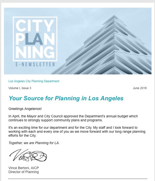 Opportunity to sign-up for Department of City Planning:  E-Newsletter