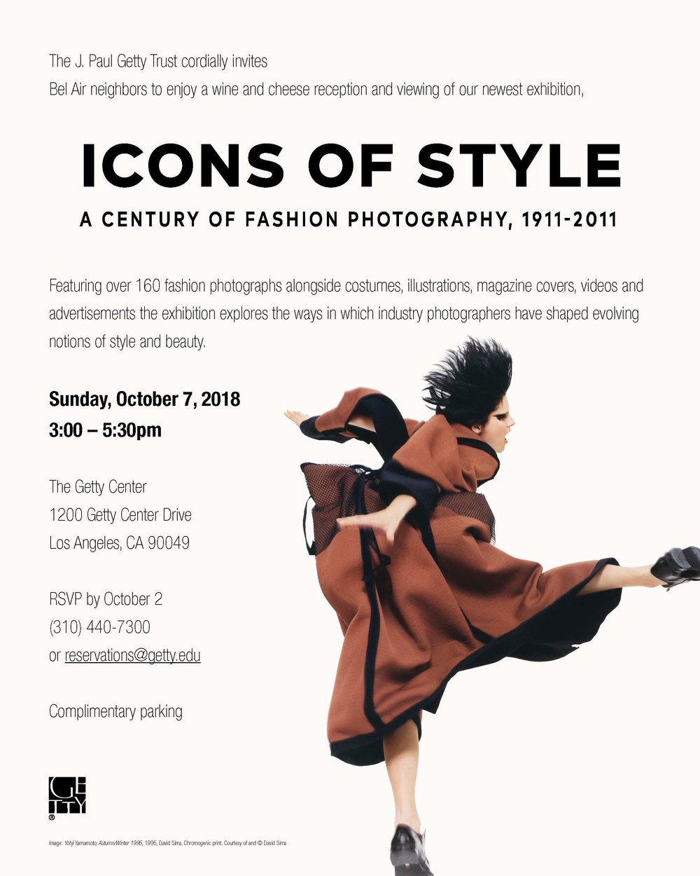 Getty Center’s ICONS OF STYLE reception and viewing for Bel-Air neighbors on October 7th – RSVP by October 2nd