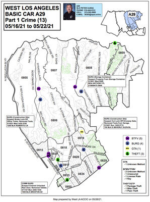 West LA LAPD Crime Report for 5/16/21 to 5/22/21